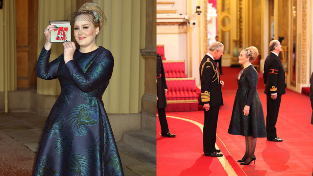 La cantante Adele recibe su título como Dame.